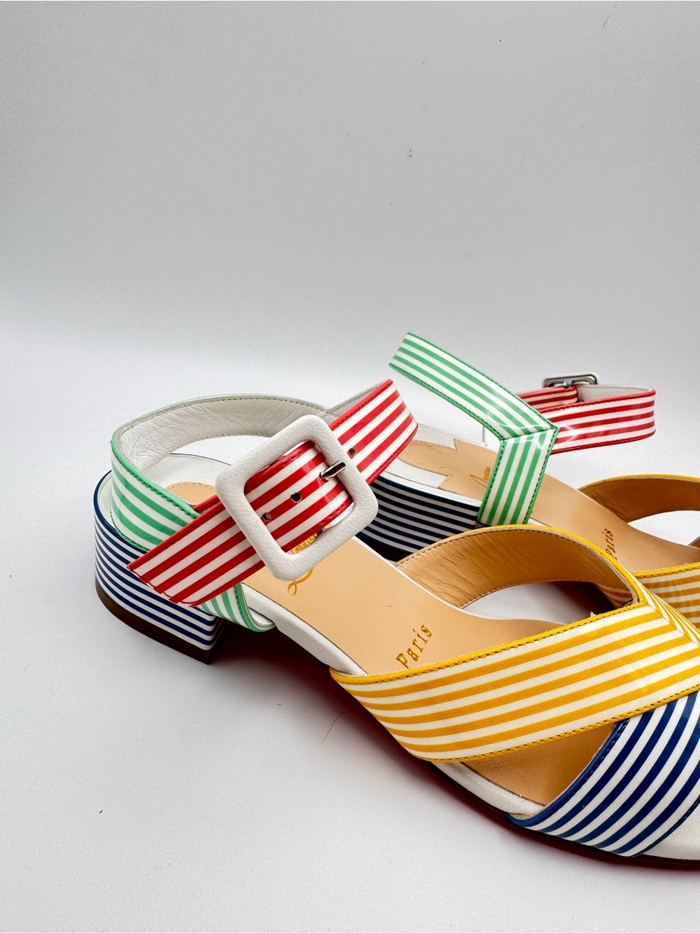 Christian Louboutin Palavas 55 Striped Patent Sandals EU 36 NWOB - Picture 3 of 8